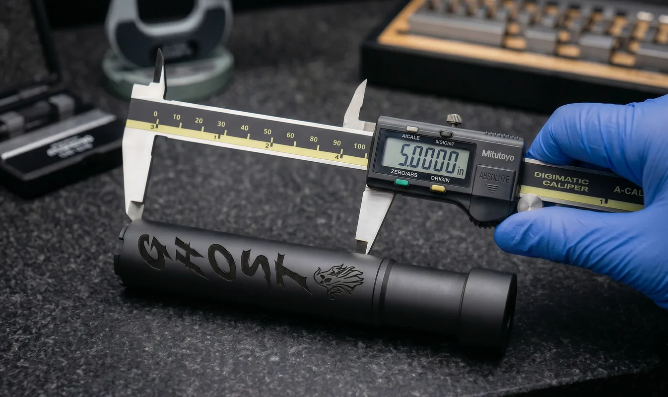 Ghost suppressor measured with calipers for quality control